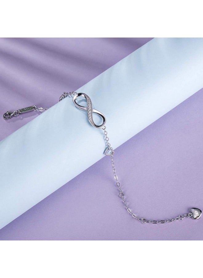 Billie Bijoux - Womens 925 Sterling Silver Infinity Endless Love Symbol Charm Adjustable Bracelet For Women - Image 1