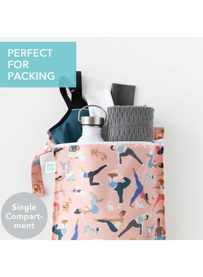 Bumkins Waterproof Wet Bag for Baby, Travel, Swim Suit, Cloth Diapers, Pump Parts, Pool, Beach, Gym Clothes, Toiletry, Hook to Stroller, Daycare, Zipper Reusable Wetdry Packing Pouch - Image 2