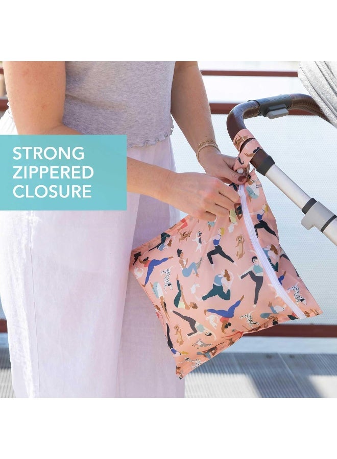 Bumkins Waterproof Wet Bag for Baby, Travel, Swim Suit, Cloth Diapers, Pump Parts, Pool, Beach, Gym Clothes, Toiletry, Hook to Stroller, Daycare, Zipper Reusable Wetdry Packing Pouch - Image 3