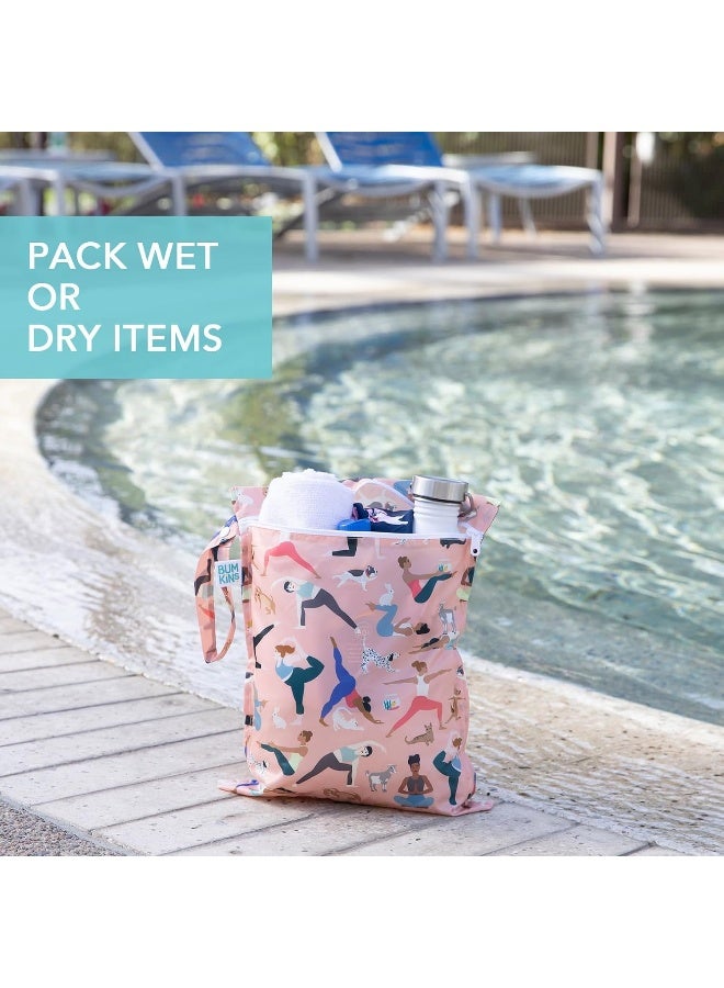 Bumkins Waterproof Wet Bag for Baby, Travel, Swim Suit, Cloth Diapers, Pump Parts, Pool, Beach, Gym Clothes, Toiletry, Hook to Stroller, Daycare, Zipper Reusable Wetdry Packing Pouch - Image 4