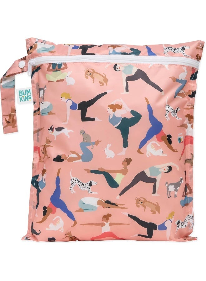 Bumkins Waterproof Wet Bag for Baby, Travel, Swim Suit, Cloth Diapers, Pump Parts, Pool, Beach, Gym Clothes, Toiletry, Hook to Stroller, Daycare, Zipper Reusable Wetdry Packing Pouch - Image 1