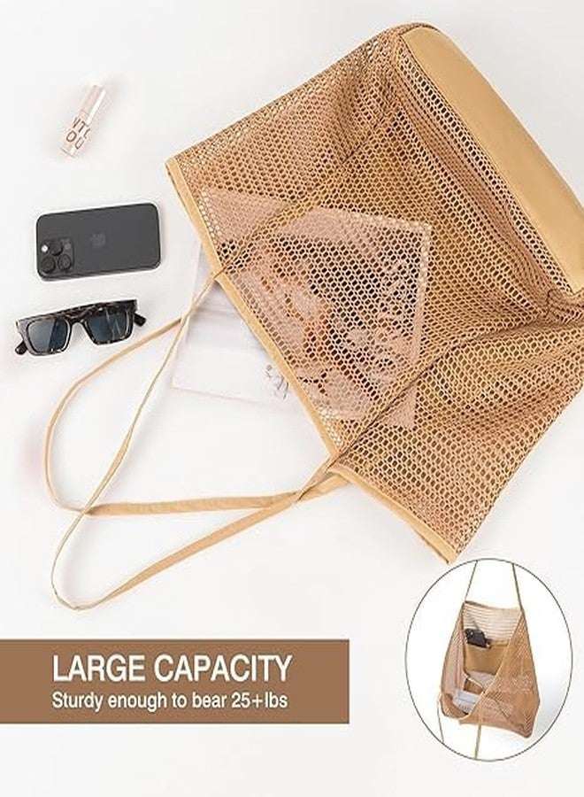 Dratal Mesh Beach Tote Bag for Women, Lightweight Weekend Hobo Handbag, Large Grocery Shoulder Purse for Shopping & Travel - Image 4