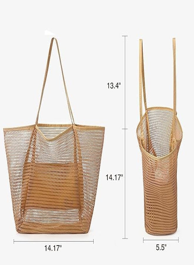 Dratal Mesh Beach Tote Bag for Women, Lightweight Weekend Hobo Handbag, Large Grocery Shoulder Purse for Shopping & Travel - Image 2