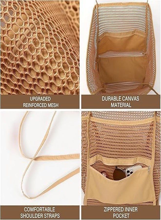 Dratal Mesh Beach Tote Bag for Women, Lightweight Weekend Hobo Handbag, Large Grocery Shoulder Purse for Shopping & Travel - Image 3