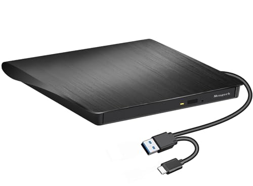 Mougerk External DVD CD Drive, USB 3.0 Type-C Ultra Slim Drives CD DVD RW Player/DVD CD ROM Drive/Writer/Rewriter/USB CD Burner Compatible with Mac MacBook Pro, Laptops Desktops - Image 1