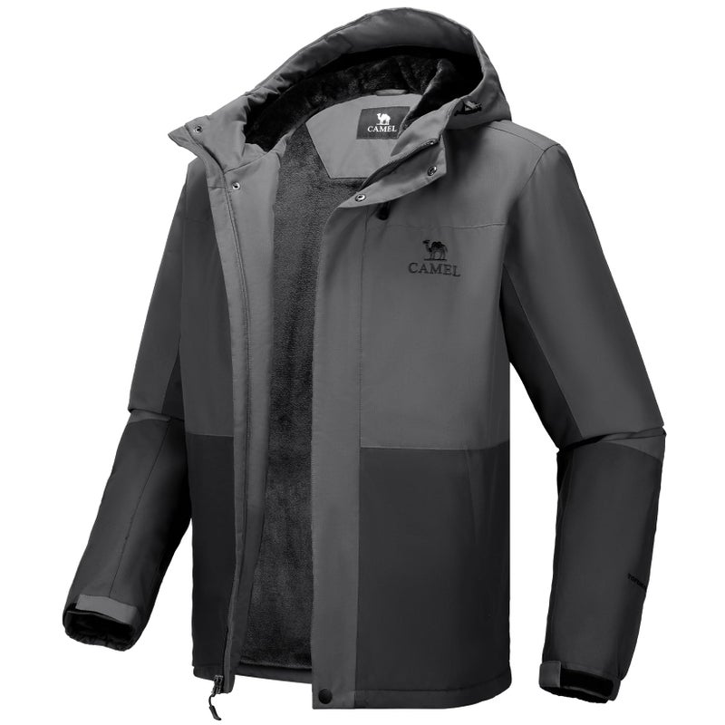 CAMEL CROWN Men's Mountain Snow Waterproof Ski Jacket Detachable Hood Windproof Fleece Parka Rain Jacket Winter Coat - Image 1