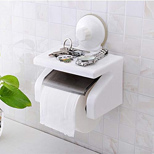 Delzon Adhesive Waterproof Toilet Paper Holder Tissue Roll Stand Box with Shelf Rack - Image 4
