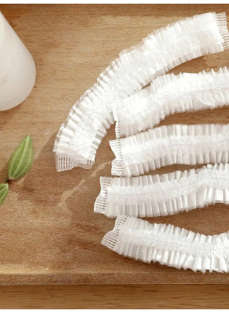 Disposable Plastic Shower Caps – Set of 50 Pieces with Elastic Edge Design for a Comfortable and Secure Fit on All Head Sizes - Image 3