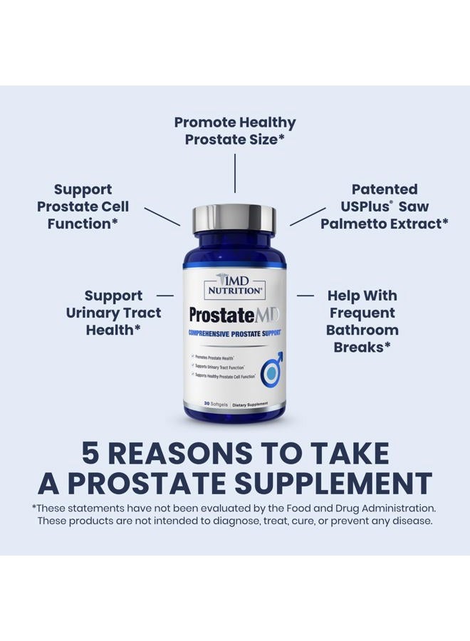 1MD Nutrition Prostate Saw Palmetto Prostate Support Supplement - Urinary Tract Support and Frequent Toilet Cravings | 30 Day Supply - Image 2