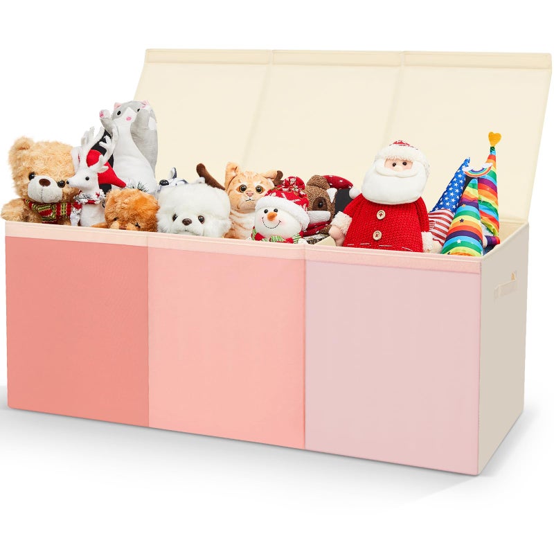 Patelai Patelai Extra Large Toy Box Storage Organizer with Lid 43 Grids Large Toy Chest Collapsible Storage Baskets for Boys Girls Living Room Nursery Playroom39 x 13 x 157Pink Series