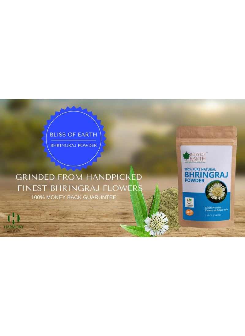 BLISS OF EARTH 100% Pure Natural Bhringraj Powder  100GM  Great For Hair Care & Skin care  - Image 5