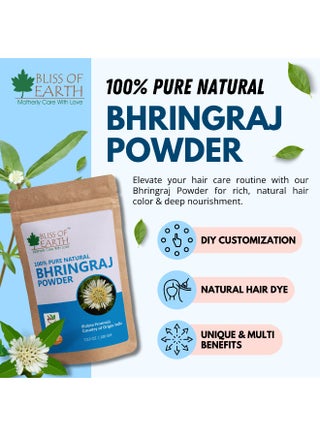 Bliss of Earth Bhringraj Powder – 100% Natural Hair & Scalp Care, Promotes Growth & Reduces Hair Fall, 100g - view 2