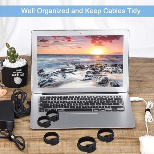 iTronix Cable Organizer Hook & Loop Cable Strap - Wire/Cord Holder Management Strap - Reusable Hook & Loop Ties for PC, TV, Desk, WFH Accessories (20) - Image 4