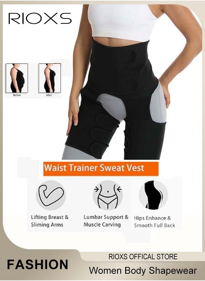 RIOXS - Womens Waist Trainer Shapewear, 3-In-1 Slimming Waist Trimmer For Women, Adjustable One Piece Training Belt, Sauna Jumpsuit Workout Sauna Suits, Ladies Tummy Control Body Shaper Shapewear - Image 1
