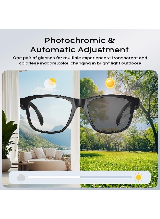 FAJR Mart G5 M19-S AI Smart Glasses for Women & Men,Bluetooth Glasses with Photochromic Lenses,Built-in Mic & Speakers,Anti-Blue Light Lens with Hands-Free Listening Voice Control,Perfect for Indoor Outdoor, Black - Image 3