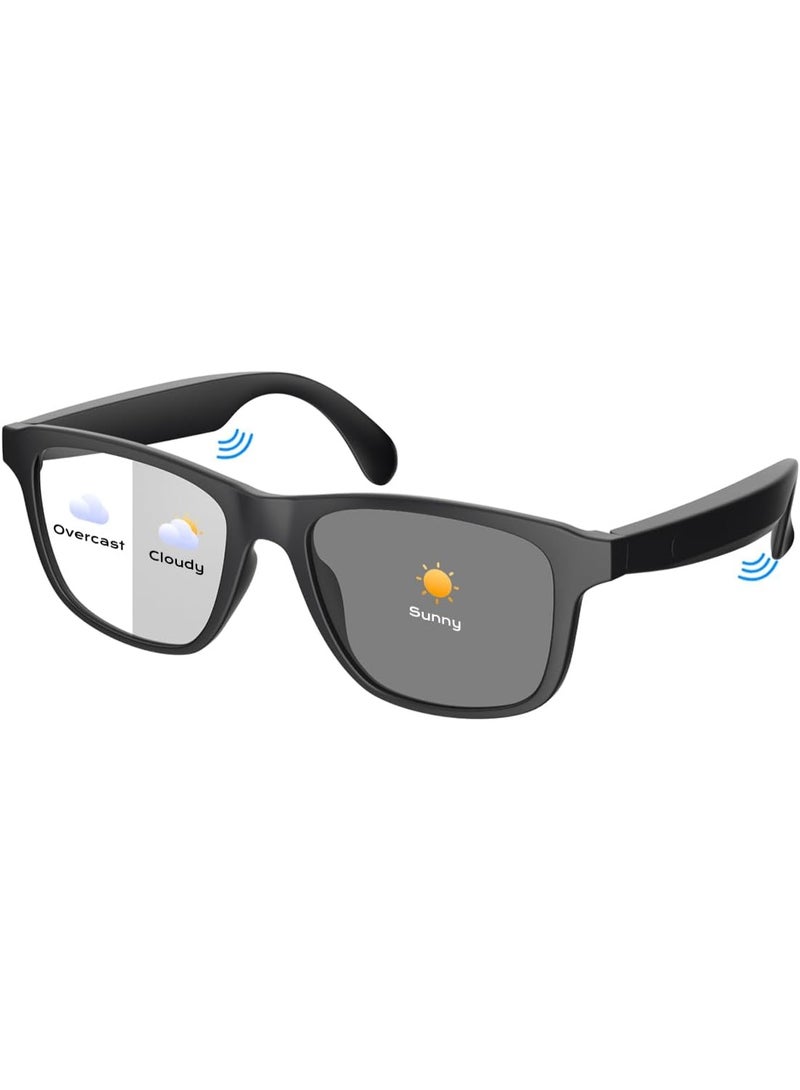 FAJR Mart G5 M19-S AI Smart Glasses for Women & Men,Bluetooth Glasses with Photochromic Lenses,Built-in Mic & Speakers,Anti-Blue Light Lens with Hands-Free Listening Voice Control,Perfect for Indoor Outdoor, Black - Image 1