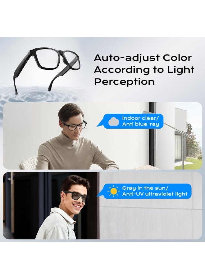 FAJR Mart G5 M19-S AI Smart Glasses for Women & Men,Bluetooth Glasses with Photochromic Lenses,Built-in Mic & Speakers,Anti-Blue Light Lens with Hands-Free Listening Voice Control,Perfect for Indoor Outdoor, Black - Image 5