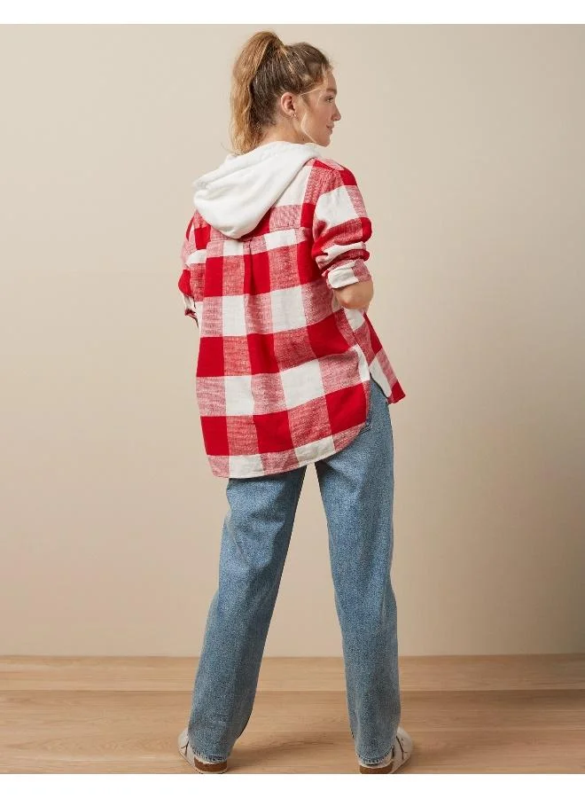 American Eagle Checked Hoodie