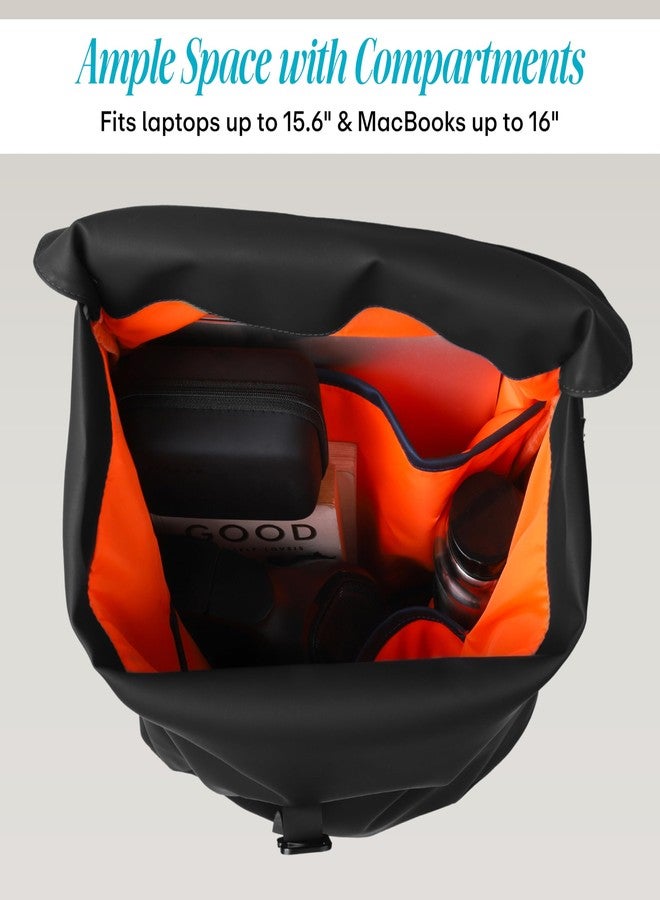 Protecta The Crossover Bag 22L Vegan Leather Neon Orange Interior Laptop Backpack for Men & Women travel, Collage & Office Laptop Bag 16 Inches MacBook Ultra-Light Design with Water Bottle Pocket - Image 4