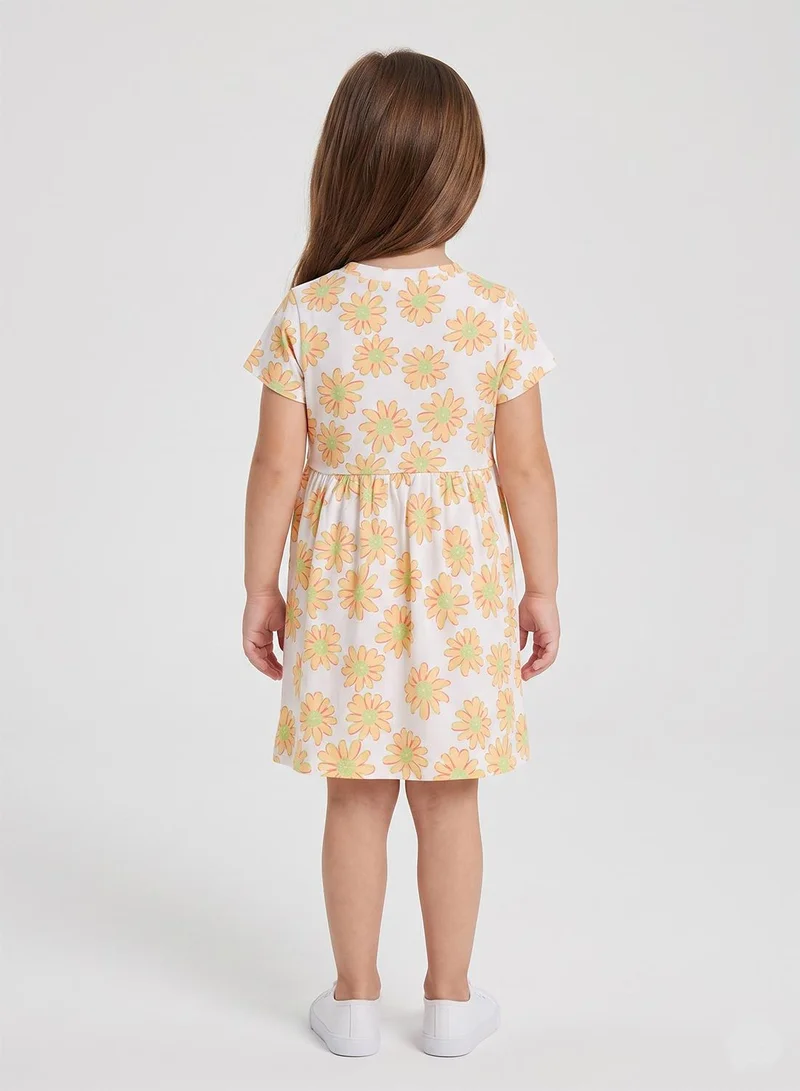 بيبي كلو Girls White Daisy Floral Summer Dress