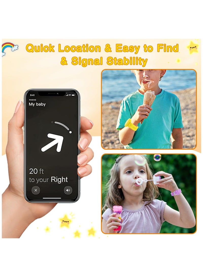 بيوينتي Kids Airtag Wristbands 2 Pack Waterproof Silicone Covers Anti-Lost Tracker Comfortable Stylish for Toddlers Purple Yellow - Image 4
