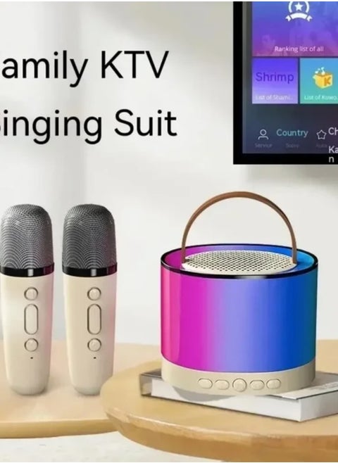 K52 Wireless Bluetooth Speaker Multifunction with 1 Microphone RGB Portable Music Player Karaoke Machine for Child Home Gift