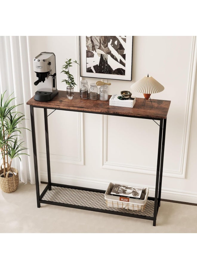 Enjoylifeme 100*30*90cm Console Table With Thick Steel Mesh Simple Sofa Table Home Coffee Corner Display Entryway Table For Couch Hallway Entrance Living Room - Image 1