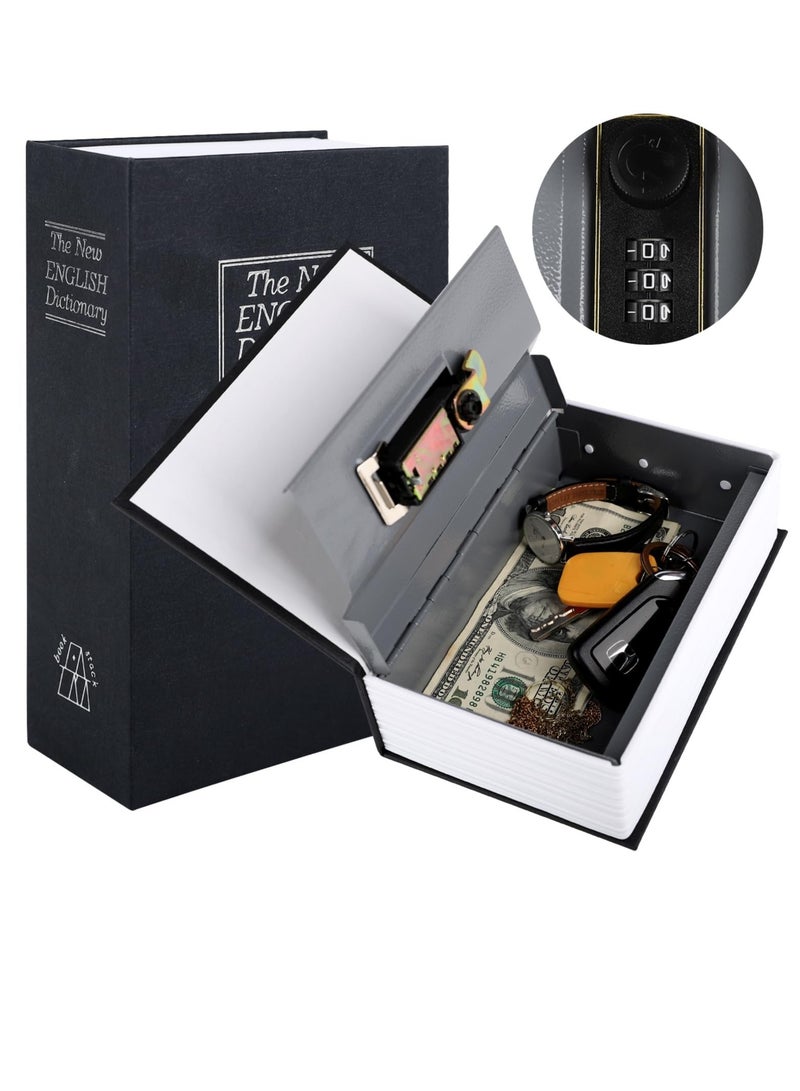 Excefore Diversion Book Safe with Combination Lock, Upgrade Dictionary Diversion Safe Secret Hidden Box for Home Office, Dictionary Diversion Metal Safe Lock Box (5.6D*11.7W*17.8H CM, Black Small)  - Image 1