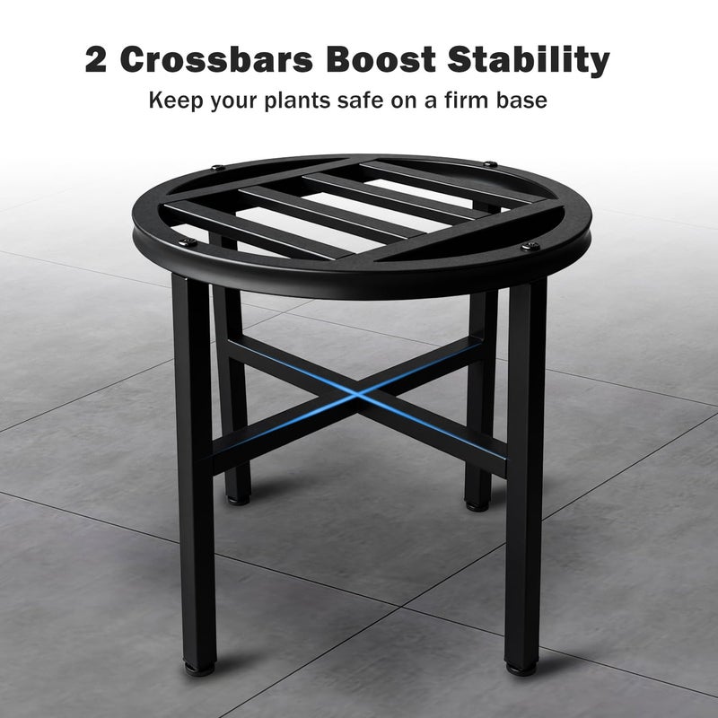Hongsane Plant Stand Indoor Outdoor,13 Inch Tall Metal Plant Stands Riser,Heavy Duty Wrought Iron Pedestal Holders for Large Flower Pot,Outside Rust-Proof Black Flower Display Shelf for Patio,2-Pack - Image 4