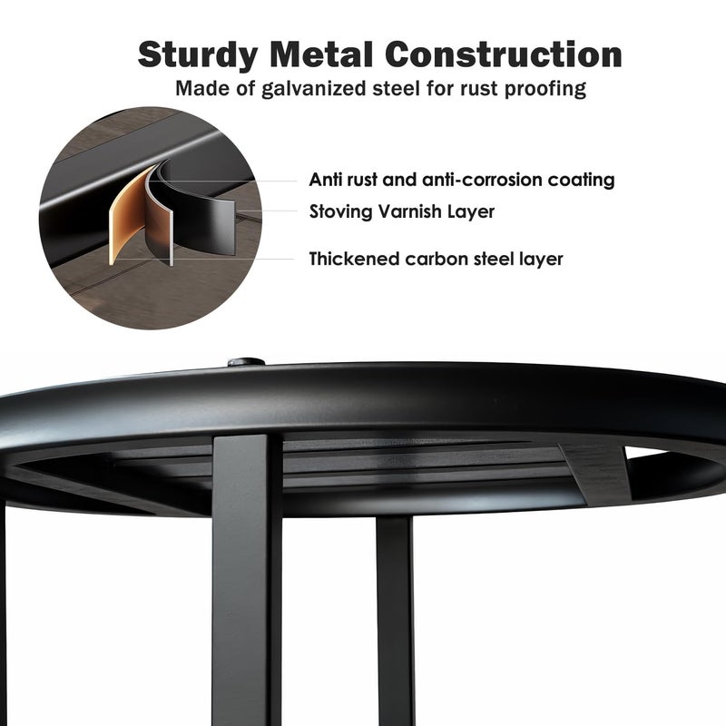 Hongsane Plant Stand Indoor Outdoor,13 Inch Tall Metal Plant Stands Riser,Heavy Duty Wrought Iron Pedestal Holders for Large Flower Pot,Outside Rust-Proof Black Flower Display Shelf for Patio,2-Pack - Image 3