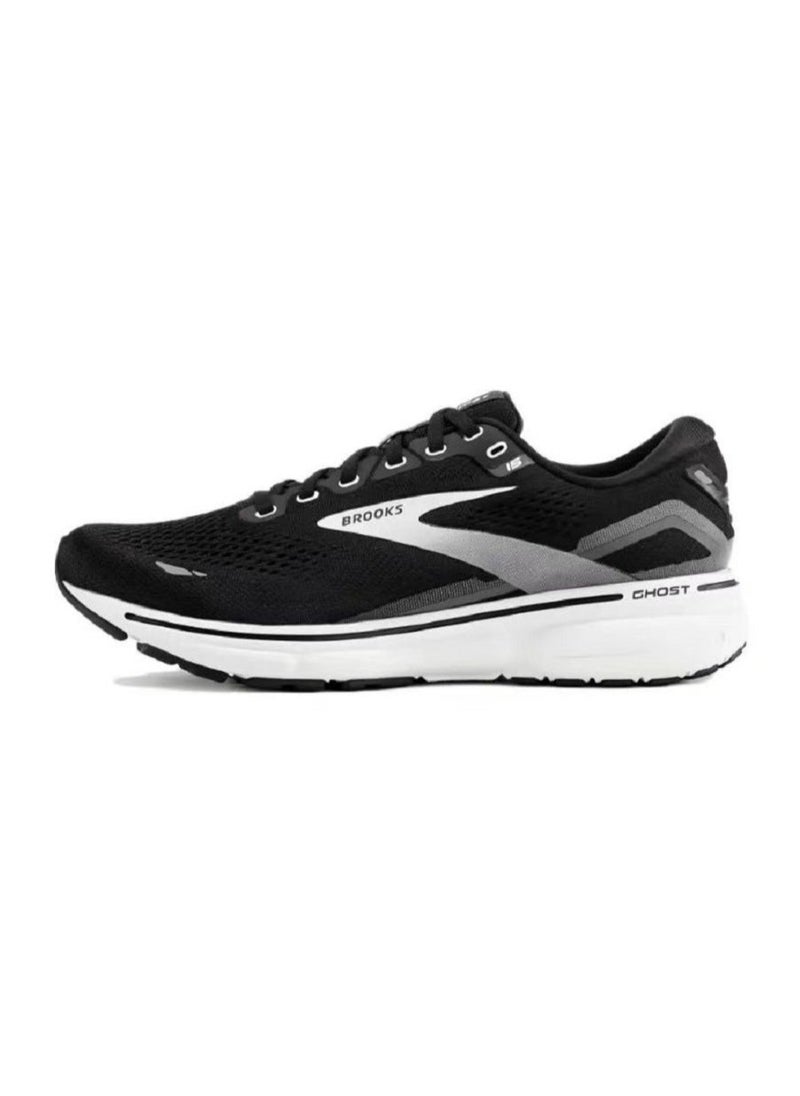 Brooks 【Back To School】Ghost 15 Cushioning Professional Men and Women  Running Shoes Black/Silver  - Image 2