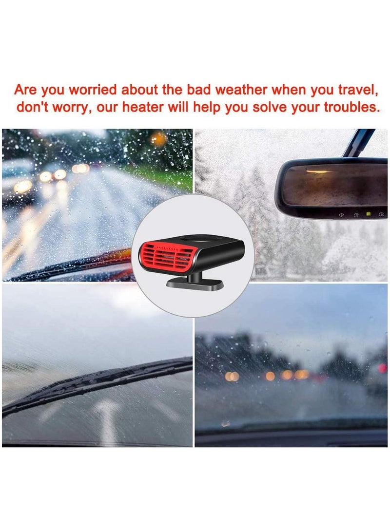 SYOSI Car Heater Defroster,12V 150W Portable Car Heater Defroster Fans 2 in 1 Heating and Cooling Fast Defrost Defogger with Plug in Cigarette Lighter, Window Defroster for Car, SUV, or Trucks, Reddish Blac - Image 4