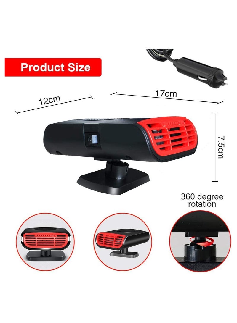 SYOSI Car Heater Defroster,12V 150W Portable Car Heater Defroster Fans 2 in 1 Heating and Cooling Fast Defrost Defogger with Plug in Cigarette Lighter, Window Defroster for Car, SUV, or Trucks, Reddish Blac - Image 2