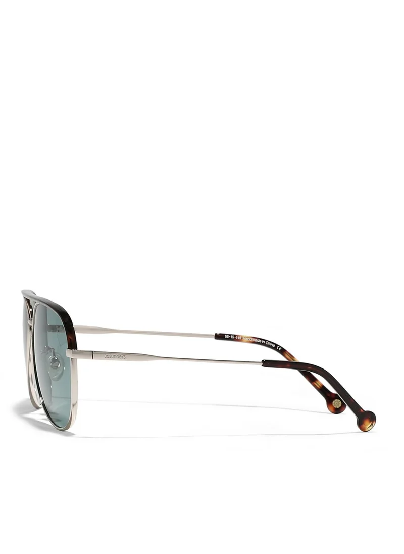 30Sundays MAVERICK Unisex Green Sunglasses - Frame Material: Metal + Acetate - Lens Color: Green- Frame Color: Japanese Gold - Full Rim