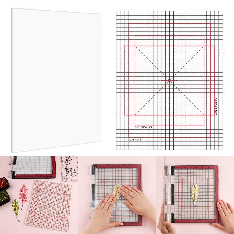 Briartw 65x85 Grip Mat with Printed GuidesMultiUse NonSlip Sticky Mats Fit in originalsize Stamp Positioning ToolPhotopolymer Mat for Centering  Aligning Tapefree Stenciling Ink Blending