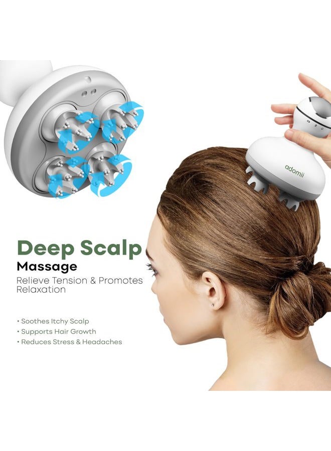 adomii Electric Scalp Massager for Headache & Stress Relief - Cordless, Handheld Head Massager for Scalp w/ 84 Kneading Nodes for Deep Clean - Waterproof & Pet-Friendly Tool - Ideal Gift - Image 2