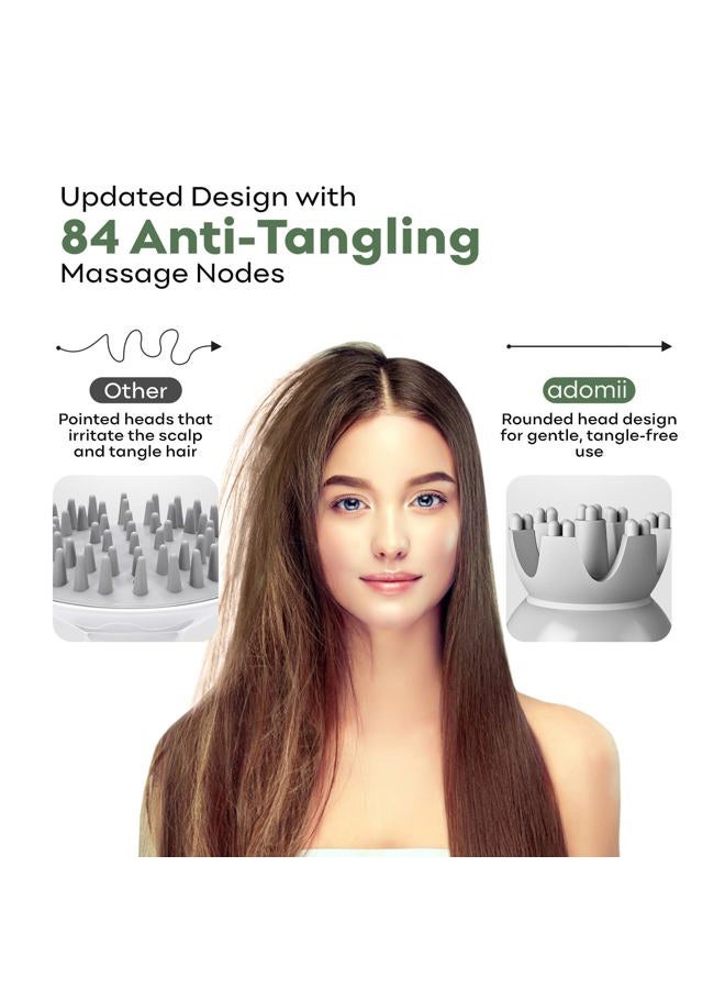 adomii Electric Scalp Massager for Headache & Stress Relief - Cordless, Handheld Head Massager for Scalp w/ 84 Kneading Nodes for Deep Clean - Waterproof & Pet-Friendly Tool - Ideal Gift - Image 3