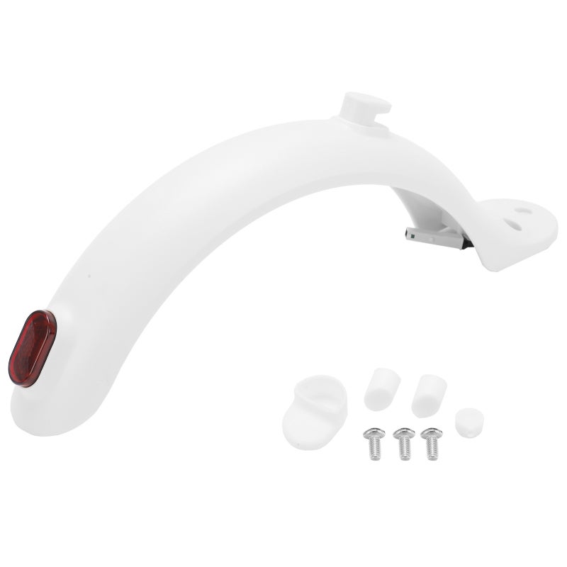 Electric Scooter Rear Fender: White High-Strength ABS PC Material - Waterproof High-Brightness Taillight, Easy Install for M365 Electric Scooter Safety & Tire Protection - Image 1