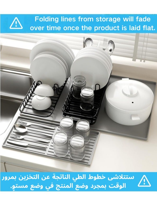 Silicone Coffee Mat, 2 in 1 Coffee Bar Mat with Dish Drying Mat Non Slip Kitchen Absorbent Draining Mat Coffee Machine Mat Kitchen Counter Mat for Kitchen Coffee Bar Countertops - Image 3