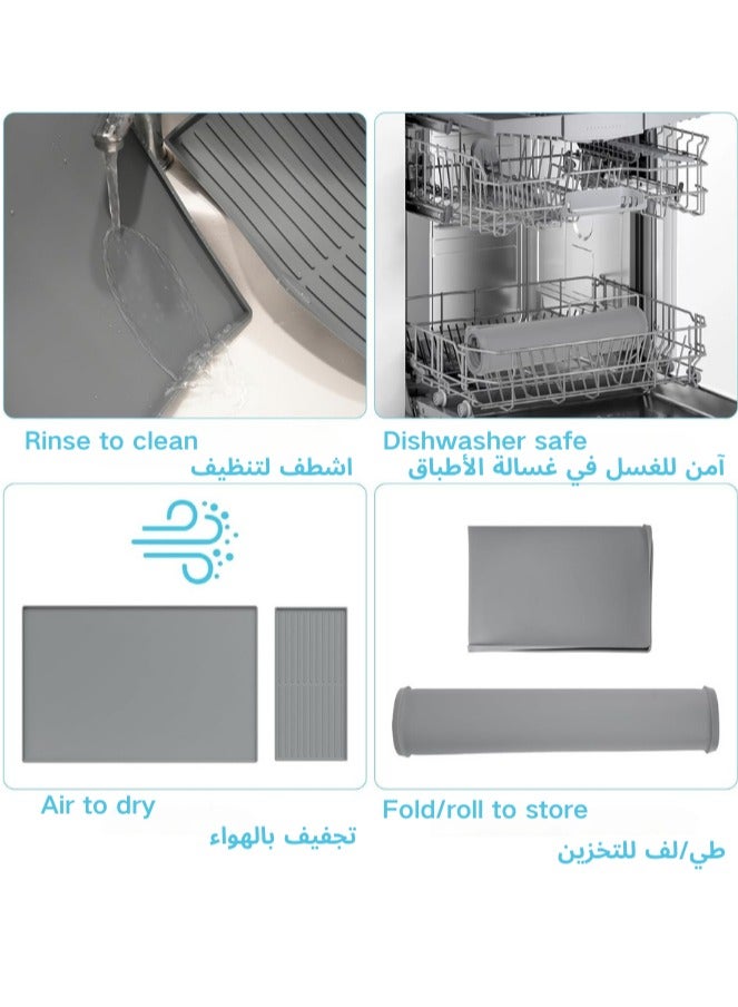 Silicone Coffee Mat, 2 in 1 Coffee Bar Mat with Dish Drying Mat Non Slip Kitchen Absorbent Draining Mat Coffee Machine Mat Kitchen Counter Mat for Kitchen Coffee Bar Countertops - Image 4