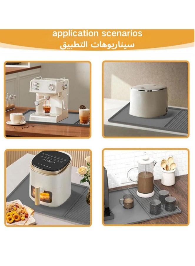 Silicone Coffee Mat, 2 in 1 Coffee Bar Mat with Dish Drying Mat Non Slip Kitchen Absorbent Draining Mat Coffee Machine Mat Kitchen Counter Mat for Kitchen Coffee Bar Countertops - Image 2