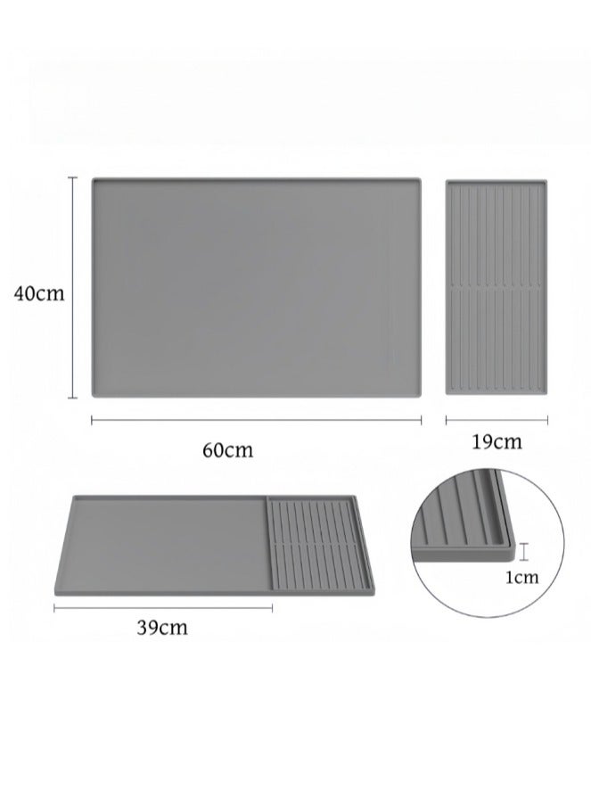 Silicone Coffee Mat, 2 in 1 Coffee Bar Mat with Dish Drying Mat Non Slip Kitchen Absorbent Draining Mat Coffee Machine Mat Kitchen Counter Mat for Kitchen Coffee Bar Countertops - Image 5