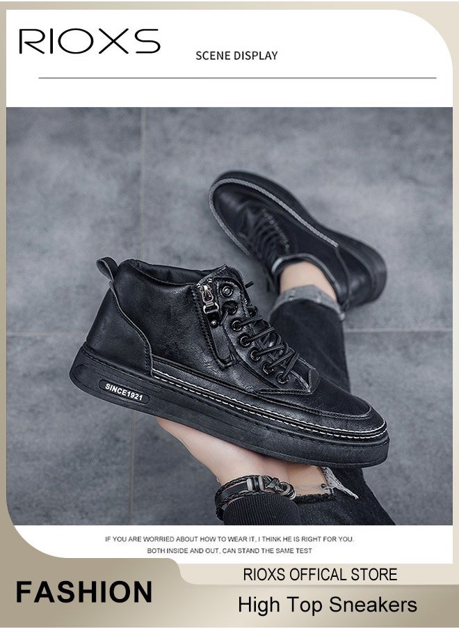 Men's Casual Leather Boots,Fashion High Top Sneaker,Lightweight Lace Up Flat Shoes,Dressy Sneaker Ankle Boot For Men,Daily Walking Shoes For Office Family Parties Holiday Travel, Pair With Jeans Jacks Coat - pzsku/ZDF0EB29A9DB6BE6A882CZ/45/_/1733206158/b86dd431-064e-4d65-be47-e403ed7a0fdf