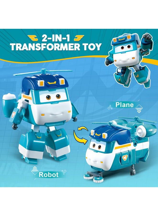 SUPER WINGS Toys, Shine Transformer Toys 5 Inch, Season 7 New Character, Airplane Toy for Kids 3-5 Years Old, Real Mobile Wheels, Birthday Party Supplies for Preschool Boys and Girls Blue - Image 2
