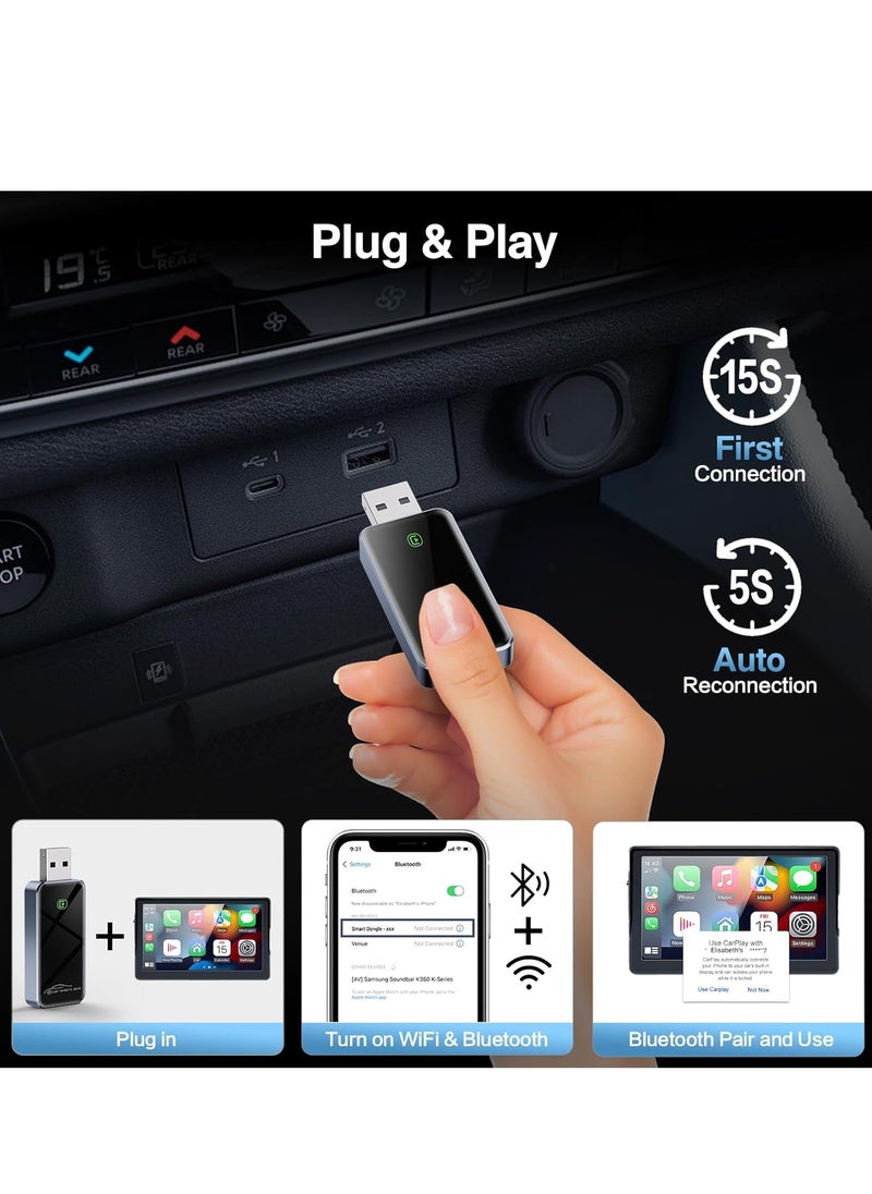 OREKO - Wireless Carplay Adapter, Convert Wired to Wireless Car Play & Android Auto 2-in-1 Adapter for Apple iPhone & Android Phone, Plug & Play, Auto Connect, No Delay, with USB C, for iOS 10+ Android 11+ - Image 1