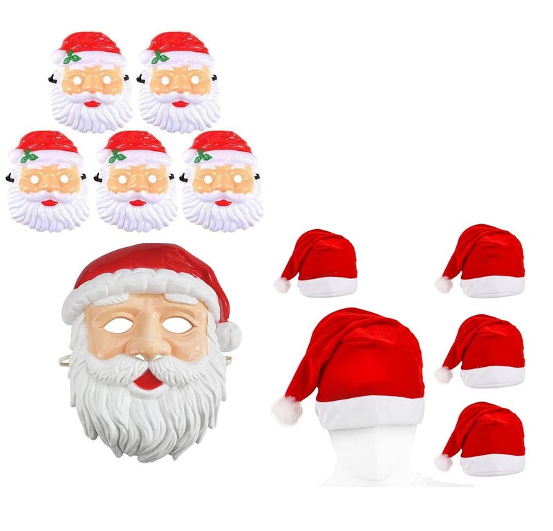 brown leaf brown leaf Christmas Santa Mask Santa Hat Cap Asseccories Combo Pack For Christmas Party Celebration - Image 1