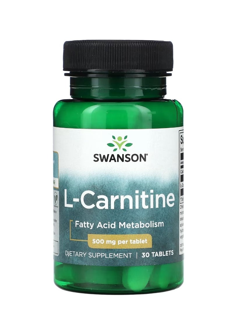 SWANSON L-Carnitine 500 mg 30 Tablets - Image 1