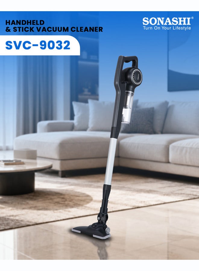 2 in 1 Upright-Corded Handheld Vacuum Cleaner | 0.9L | 600 W Powerful Motor | Transparent Dust Cup for Easy Check | Lightweight Body & Low Noise| Best Performance on Carpet, Upholstery, Floors, Windows & Wall Corners | SVC-9032 Blue 0.9 L 600 W SVC-9032 Blue