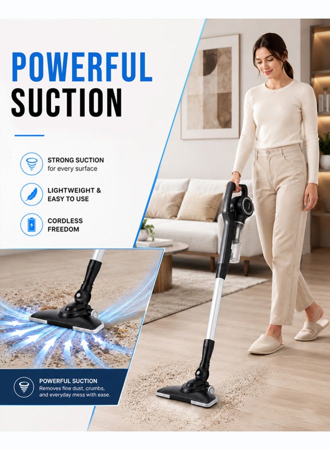 SONASHI 2-in-1 Cordless Stick Vacuum Cleaner with Handheld Mode 0.9L Dust Cup Powerful Suction Washable HEPA Filter Stainless Steel Filter Net 600W SVC-9032 Black 0.9 L 600 W SVC-9032 Blue - Image 2