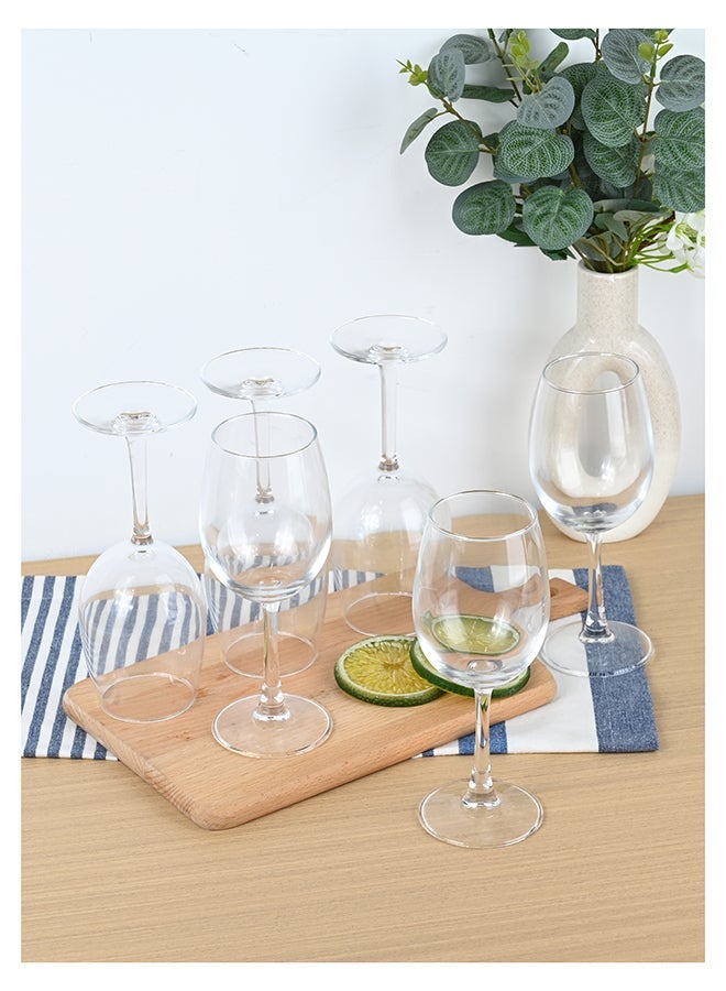 Ollieroo Wine Glasses Set of 6, 350ml Wine Glass with Stem, Perfect for Home, Restaurant, Dishwasher Safe, Lead-free, Clear, Durable Glassware - Image 1